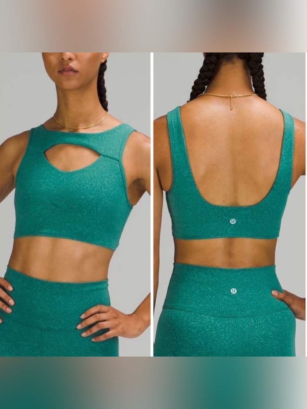 Lululemon Everlux cut out teal lagoon medium support train bra, size 6 athletic
